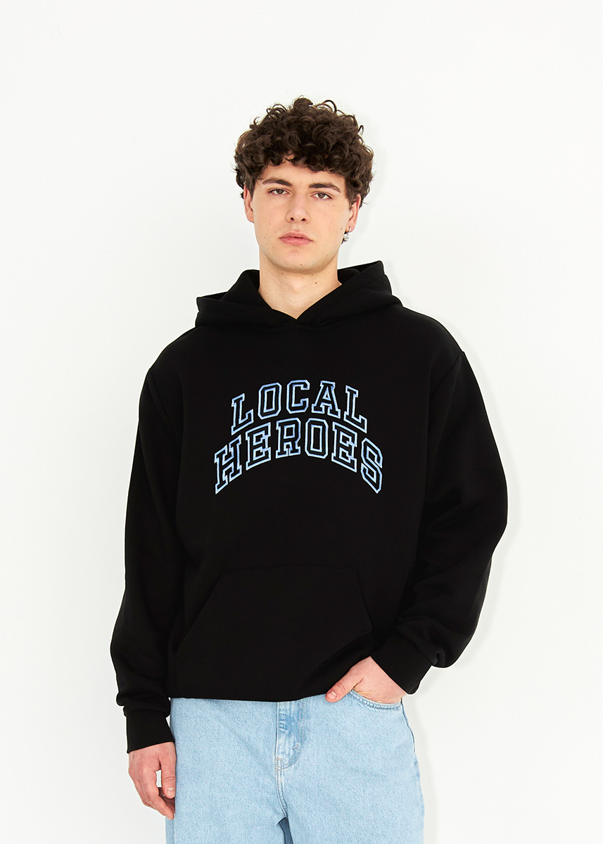 AURA BLACK MENS HOODIE WITH GREY AND BLUE