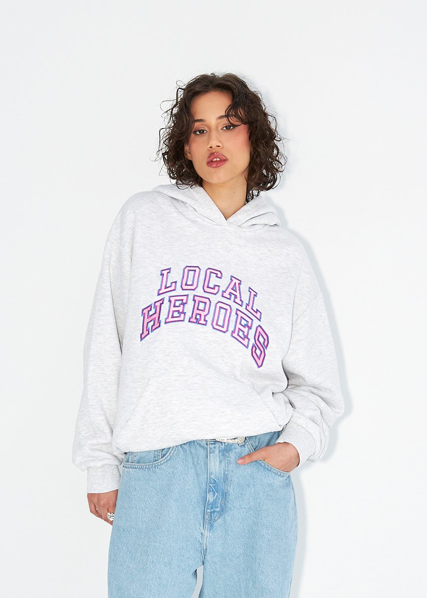 AURA GREY HOODIE WITH PINK AND LAVENDER