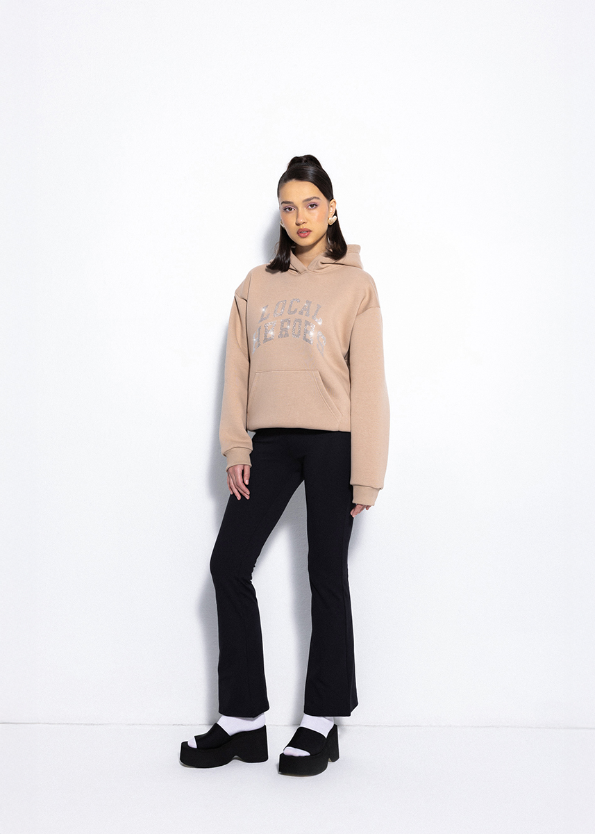 BLUZA AURA RHINESTONES LATTE