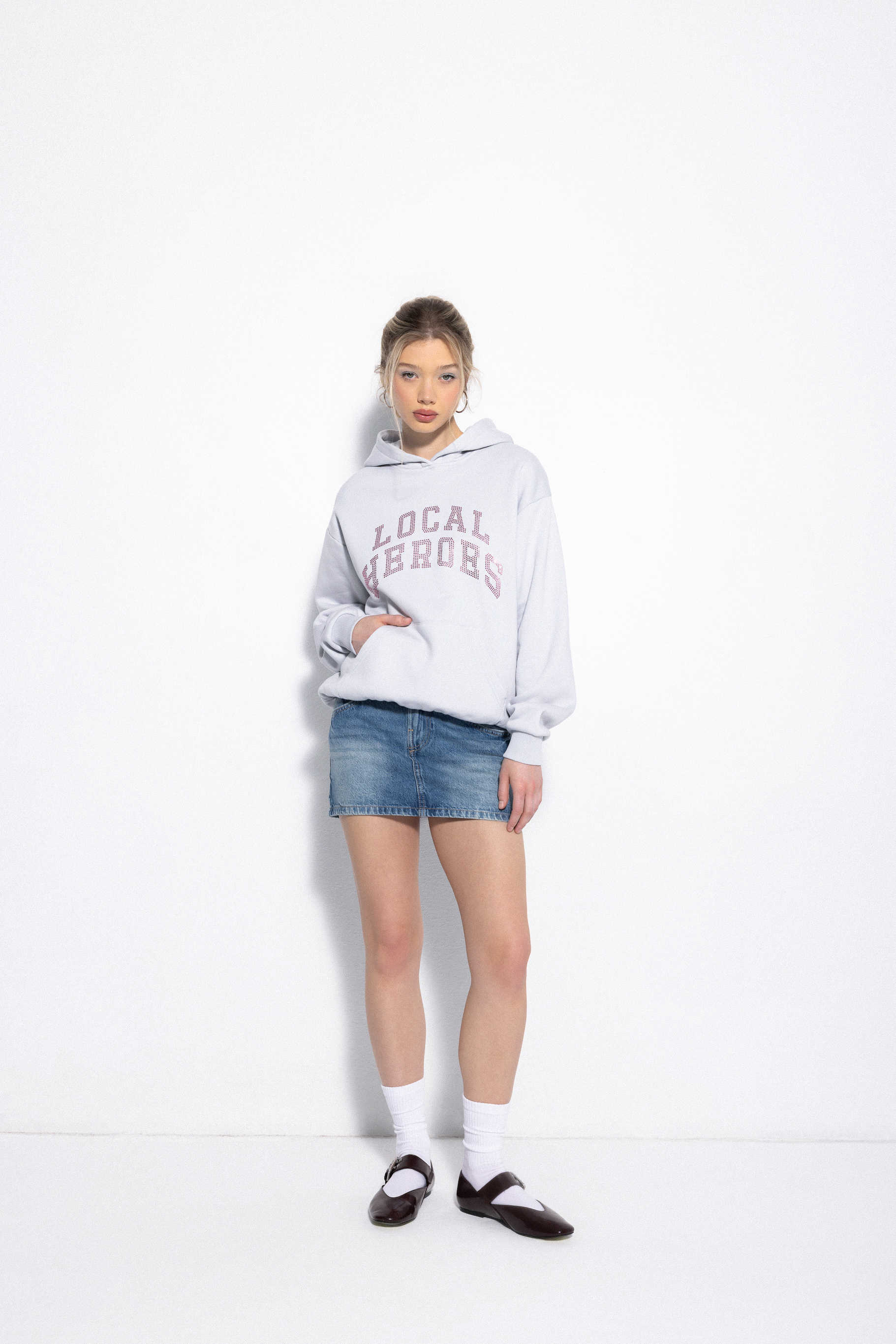 BLUZA AURA RHINESTONES LIGHT GREY 