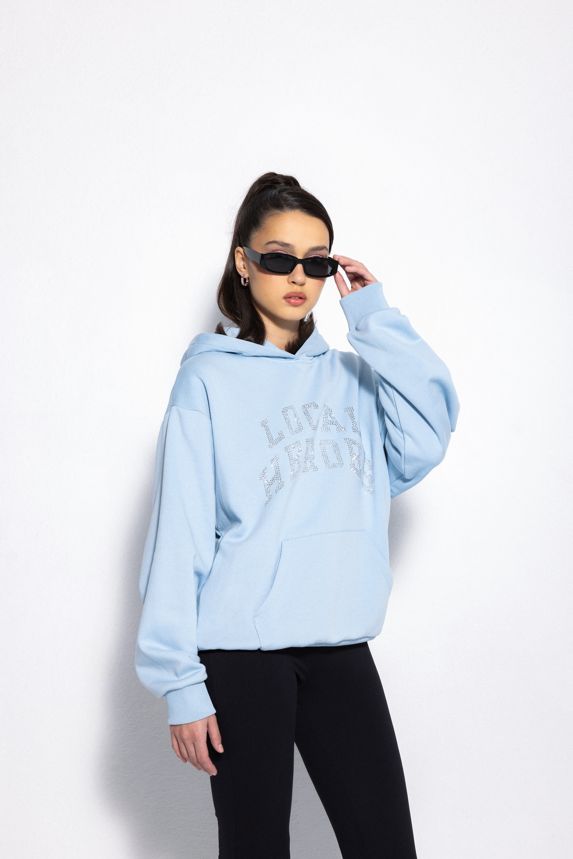 BLUZA AURA RHINESTONES POWDER BLUE