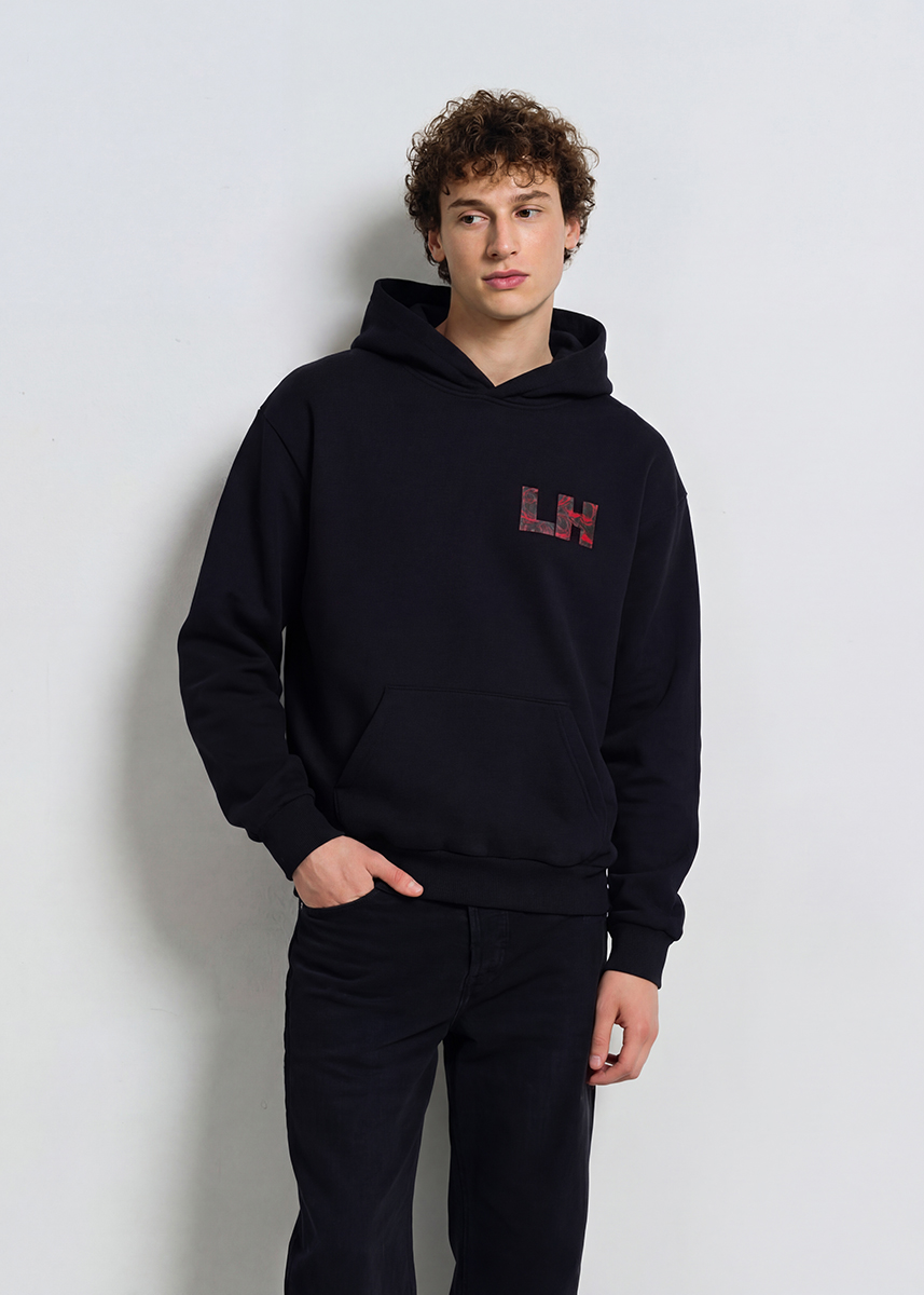 LH ROSES CZARNA BLUZA Z KAPTUREM