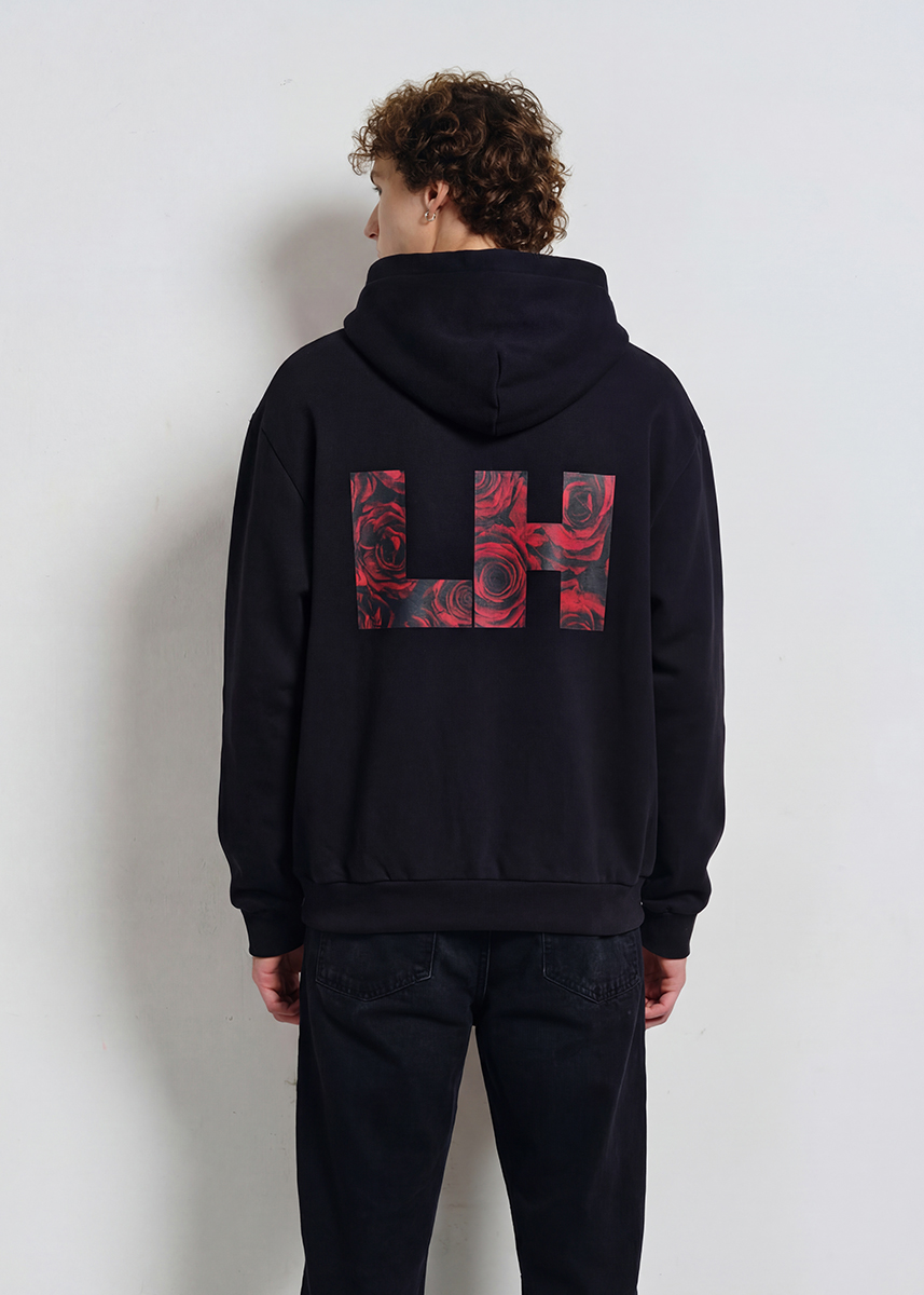 LH ROSES CZARNA BLUZA Z KAPTUREM