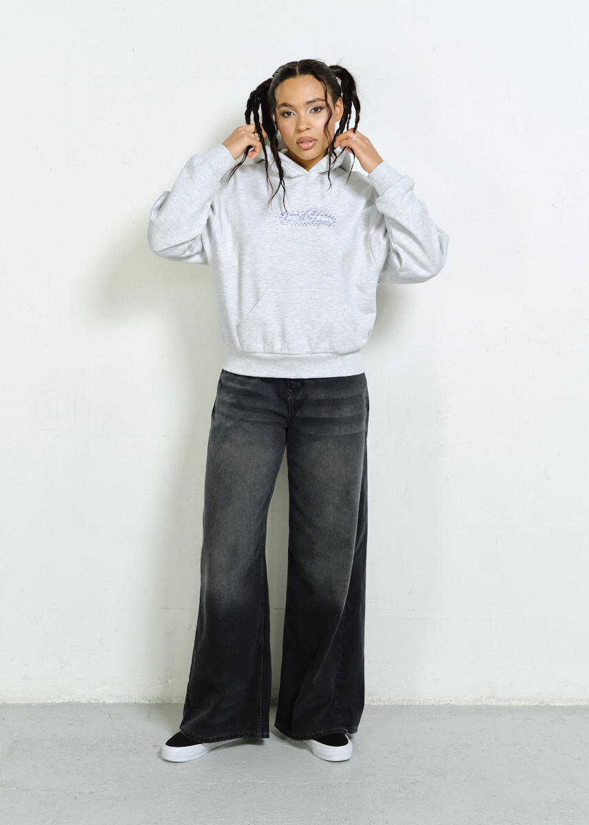 BLUZA Z KAPTUREM LH GALAXY RHINESTONE SZARA