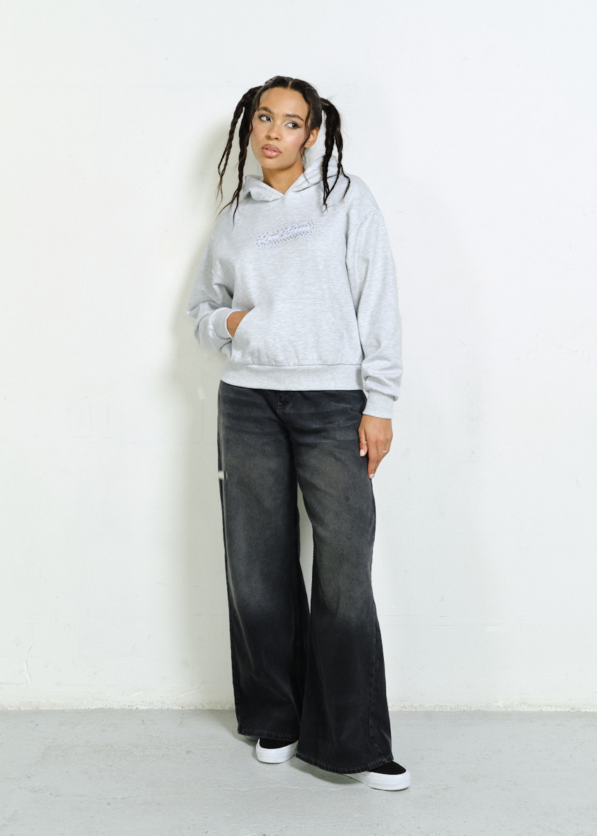 BLUZA Z KAPTUREM LH GALAXY RHINESTONE SZARA