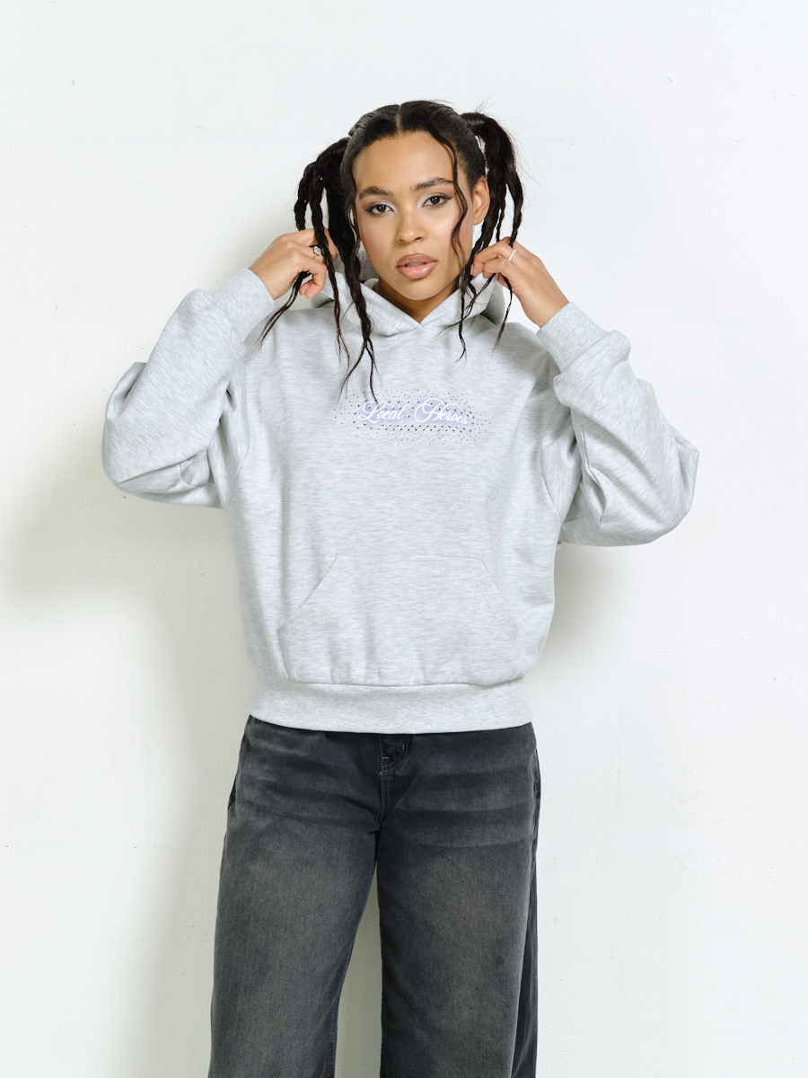 BLUZA Z KAPTUREM LH GALAXY RHINESTONE SZARA