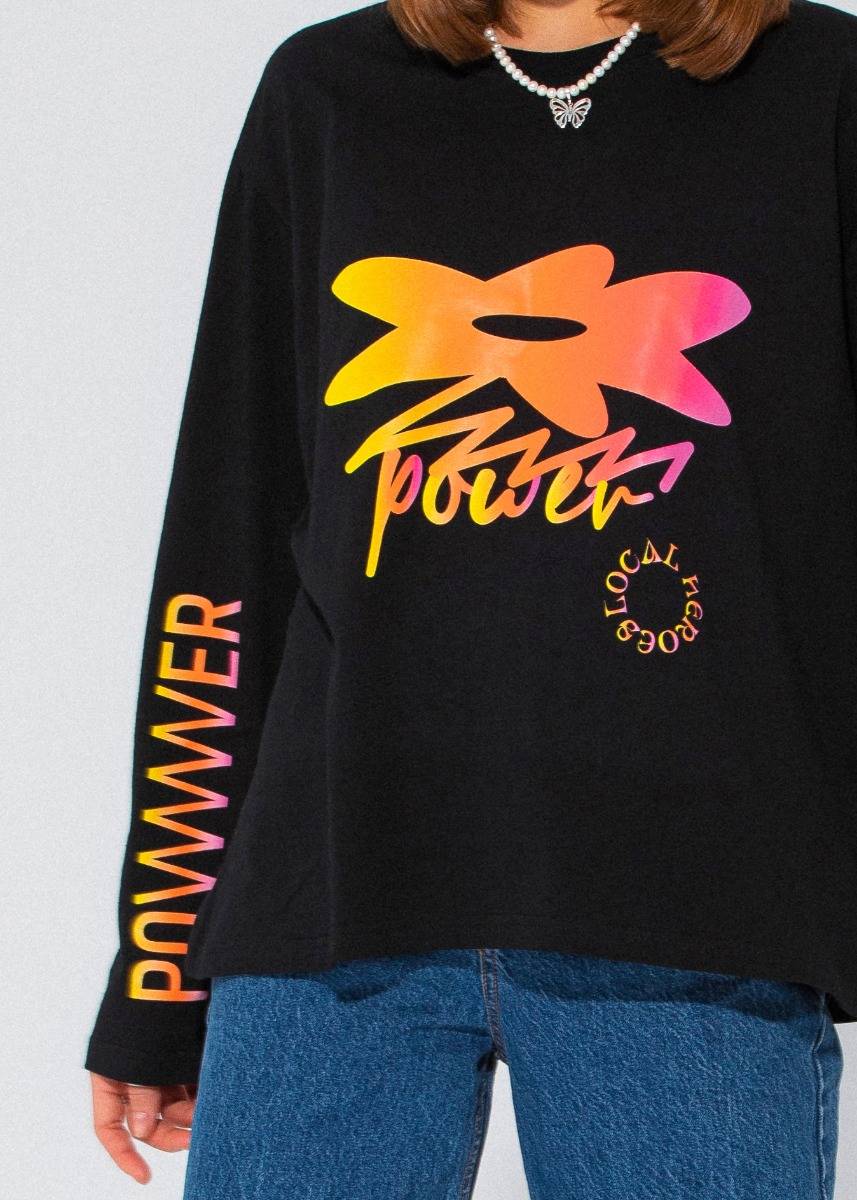 LONGSLEEVE FLOWER POWER CZARNY