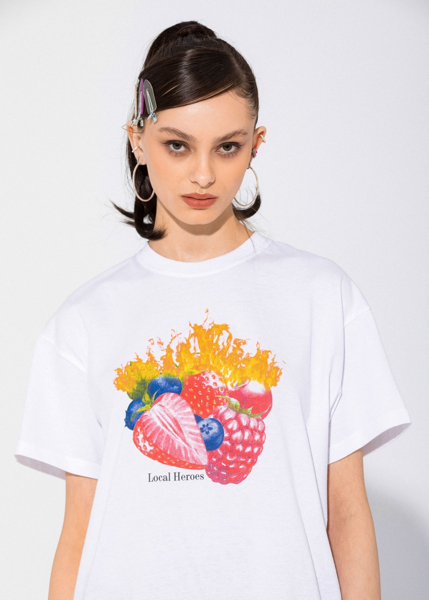 T-SHIRT FRUITS ON FIRE BIAŁY