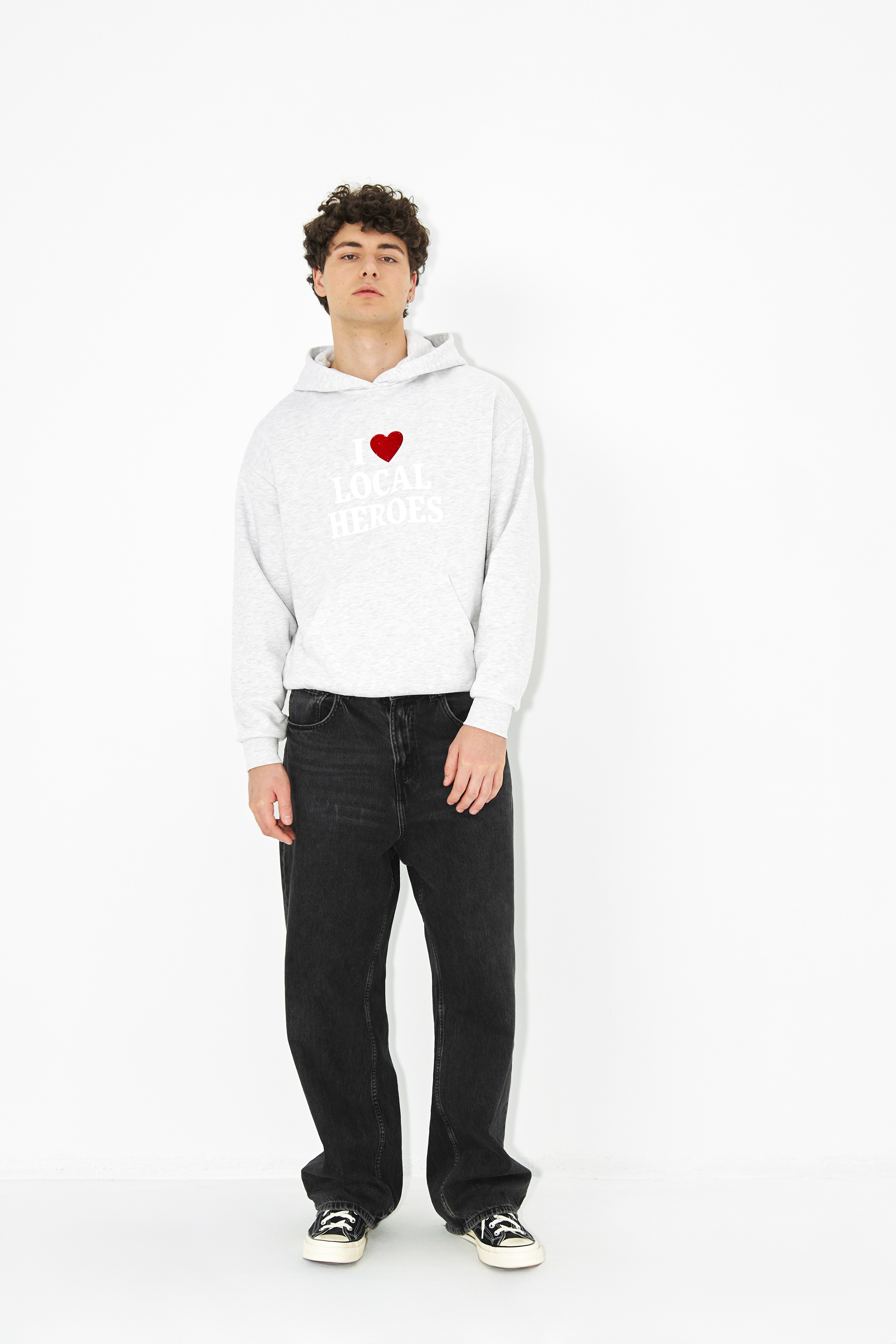 BLUZA I HEART LH BROKATOWA SZARA