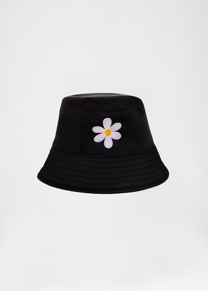 DAISY BLACK BUCKET HAT