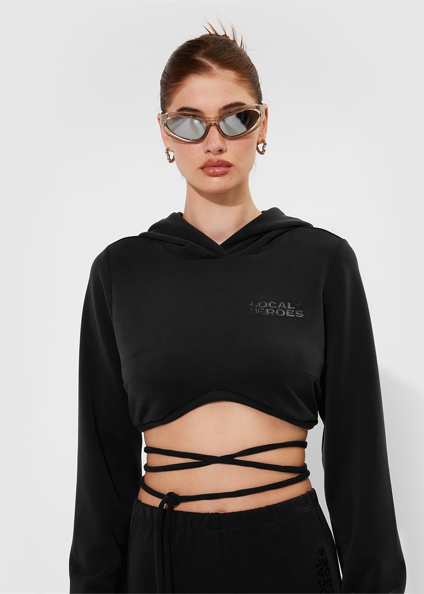 4F X LOCAL HEROES CROPPED STRAP HOODIE