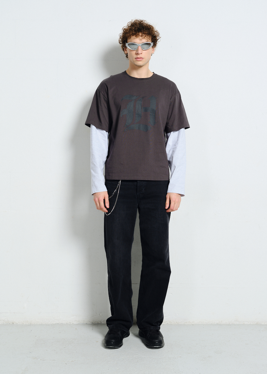 GRAFITOWO-BIAŁA BLUZA LH GRUNGE