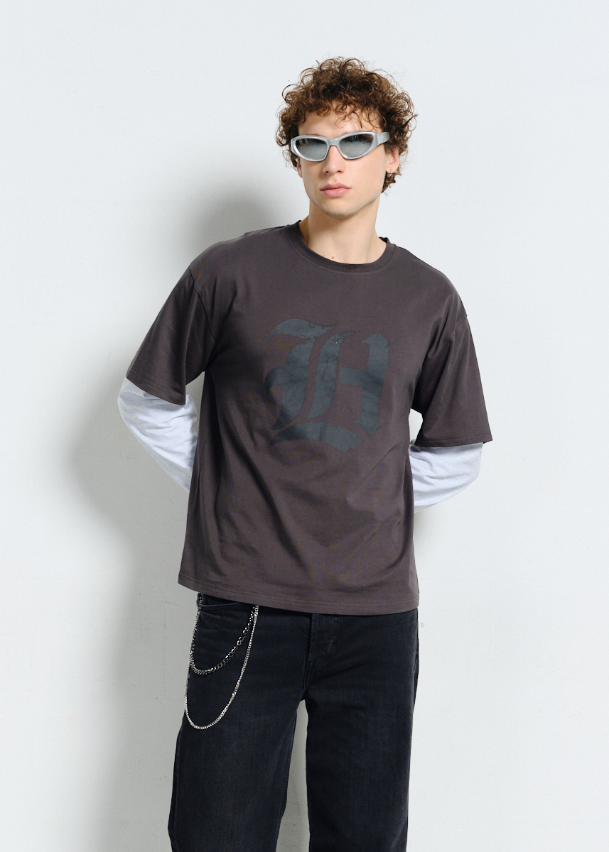 GRAFITOWO-BIAŁA BLUZA LH GRUNGE