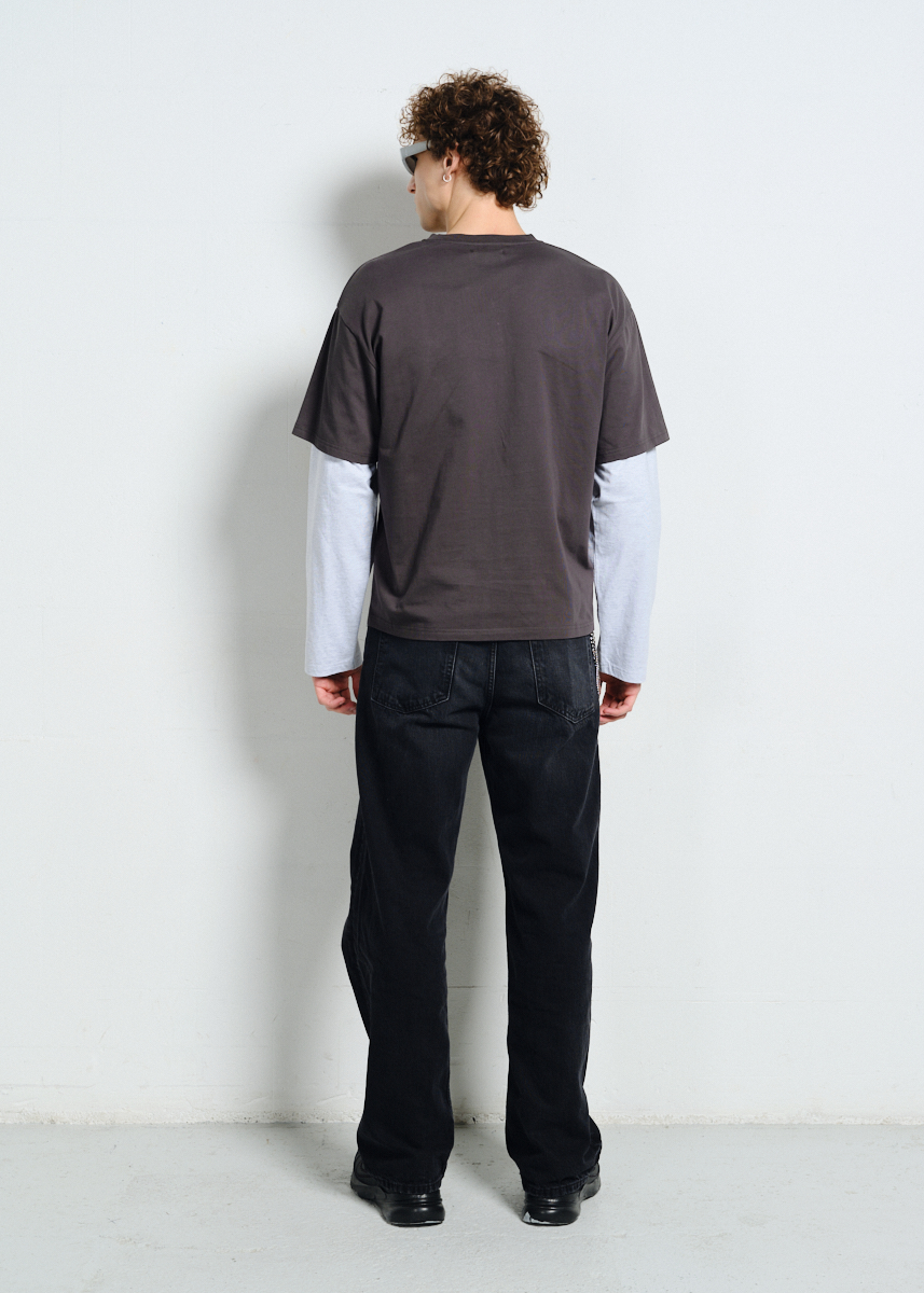 GRAFITOWO-BIAŁA BLUZA LH GRUNGE