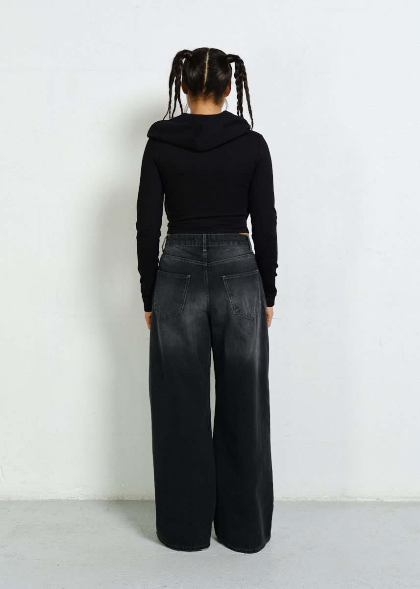 LUCKY NUMBER ZIP HOODIE CZARNA