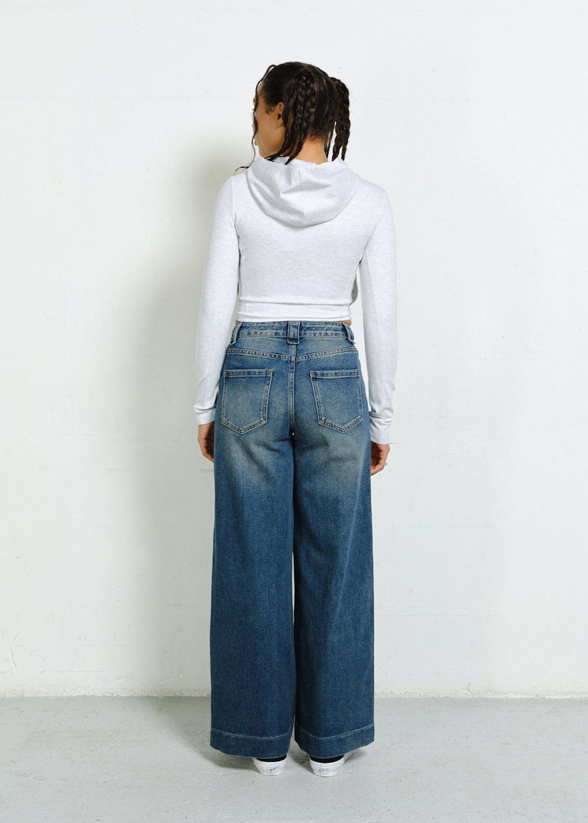 LUCKY NUMBER ZIP HOODIE SZARA