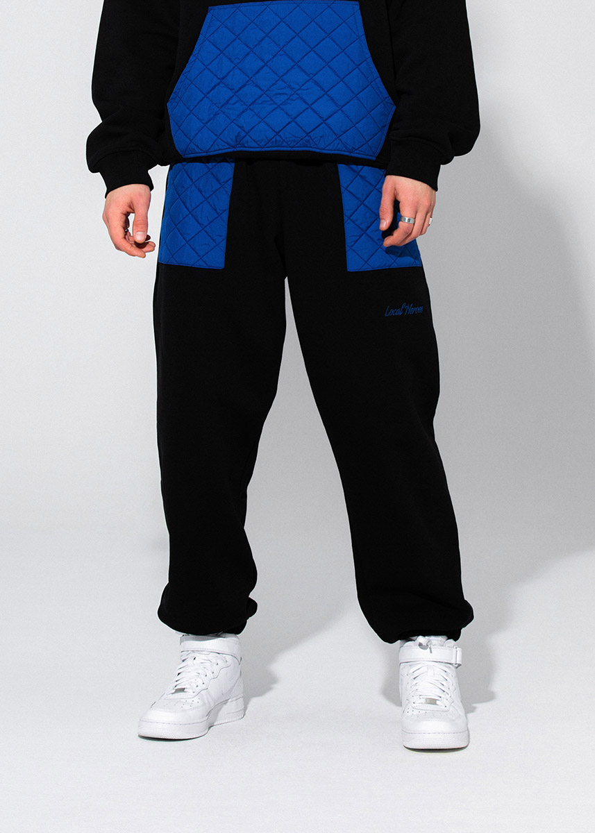LH BLACK QUILTED SWEATPANTS