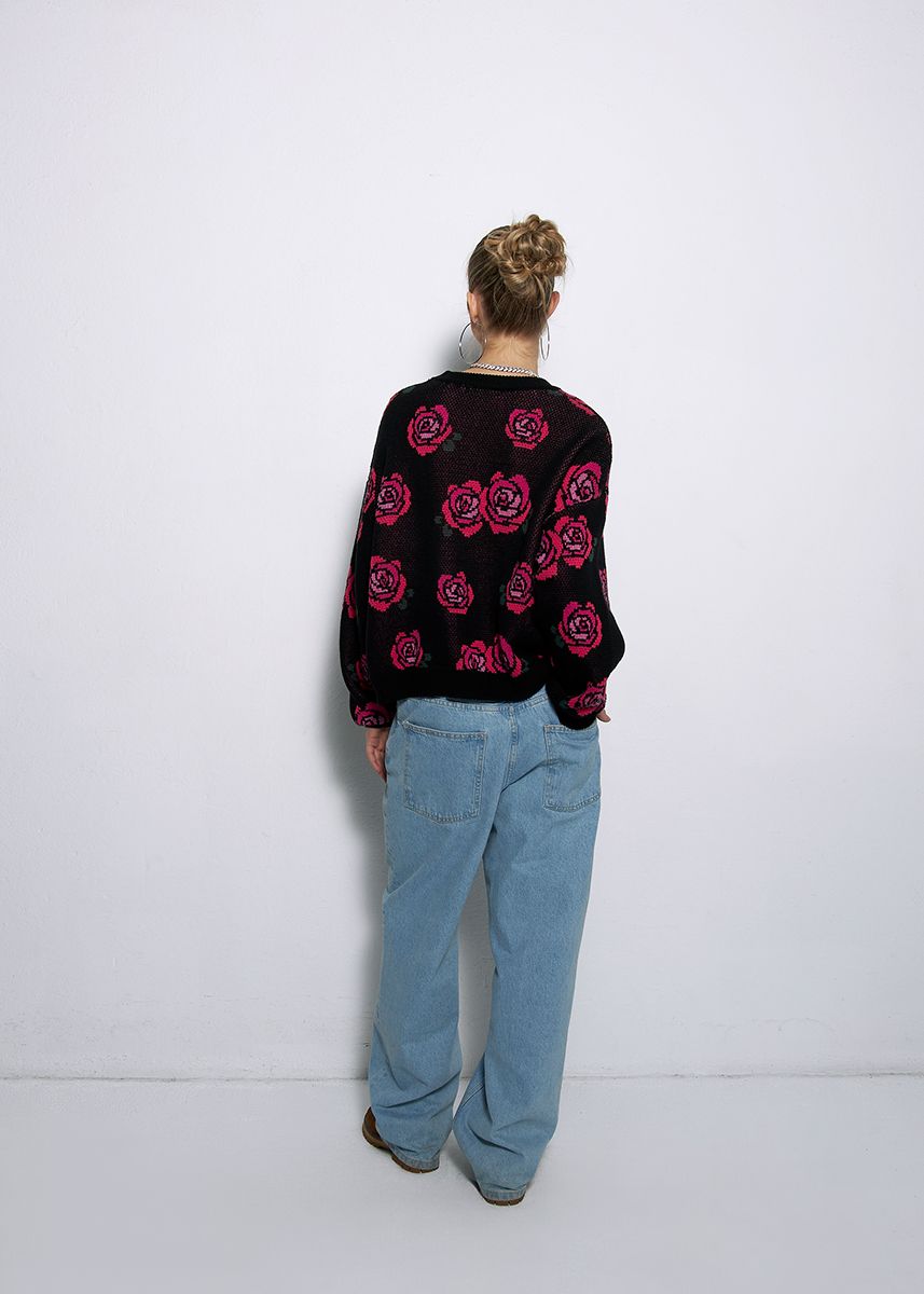 SWETER ROSE CZARNY