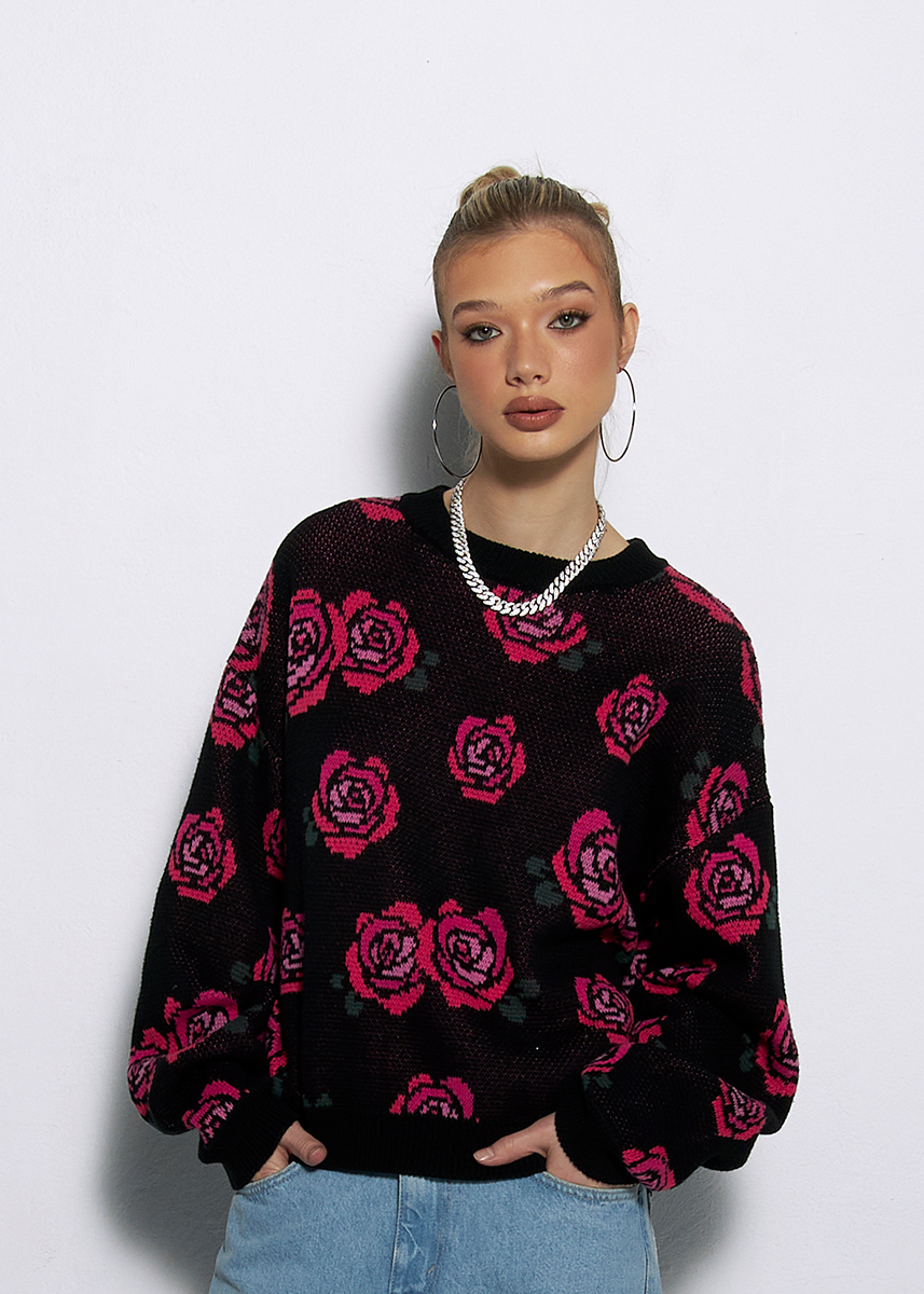 SWETER ROSE CZARNY