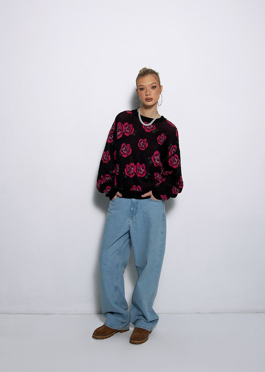 SWETER ROSE CZARNY