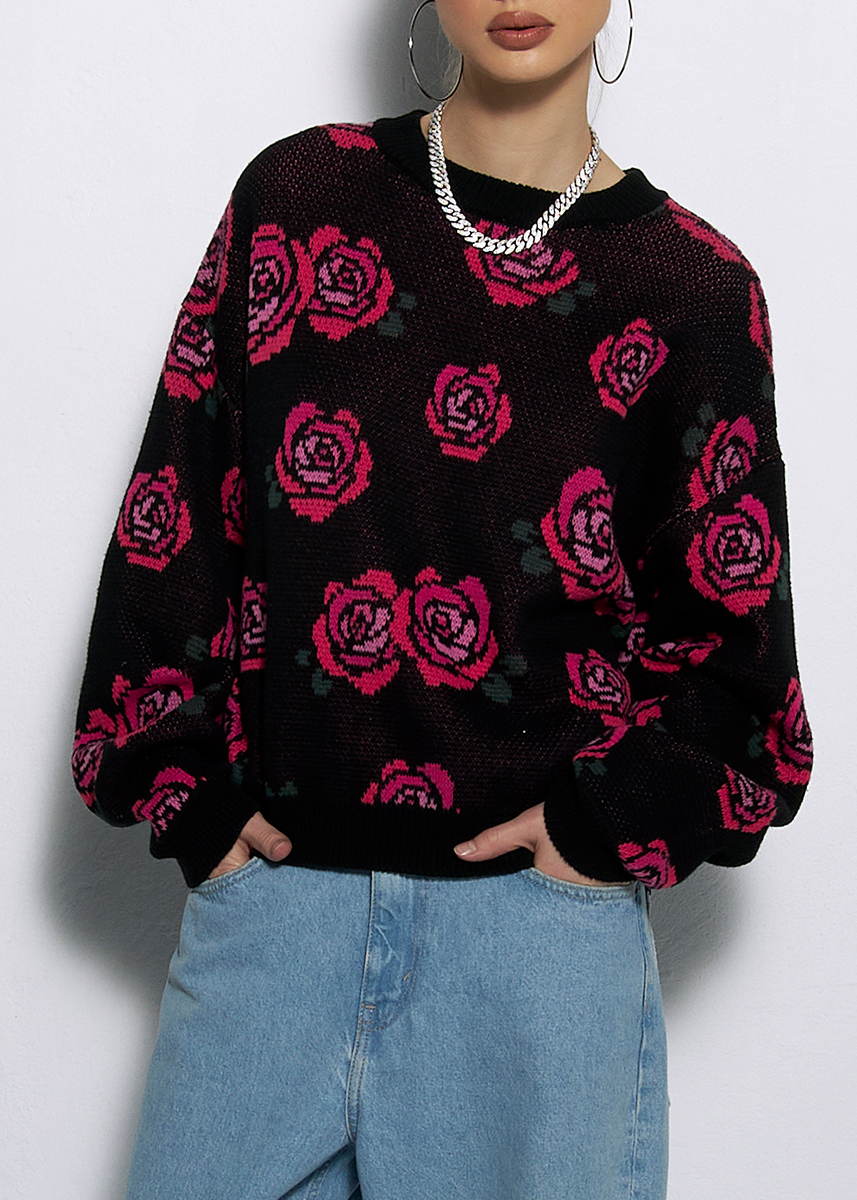 SWETER ROSE CZARNY