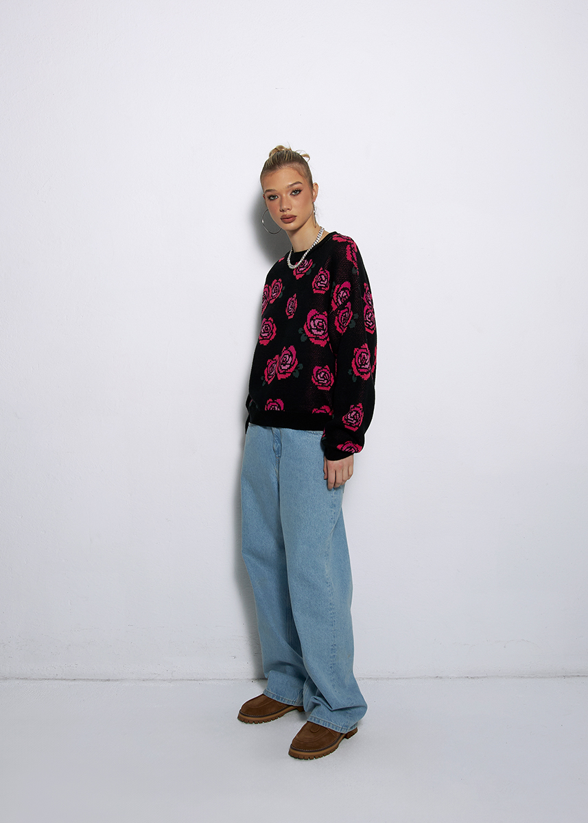 SWETER ROSE CZARNY