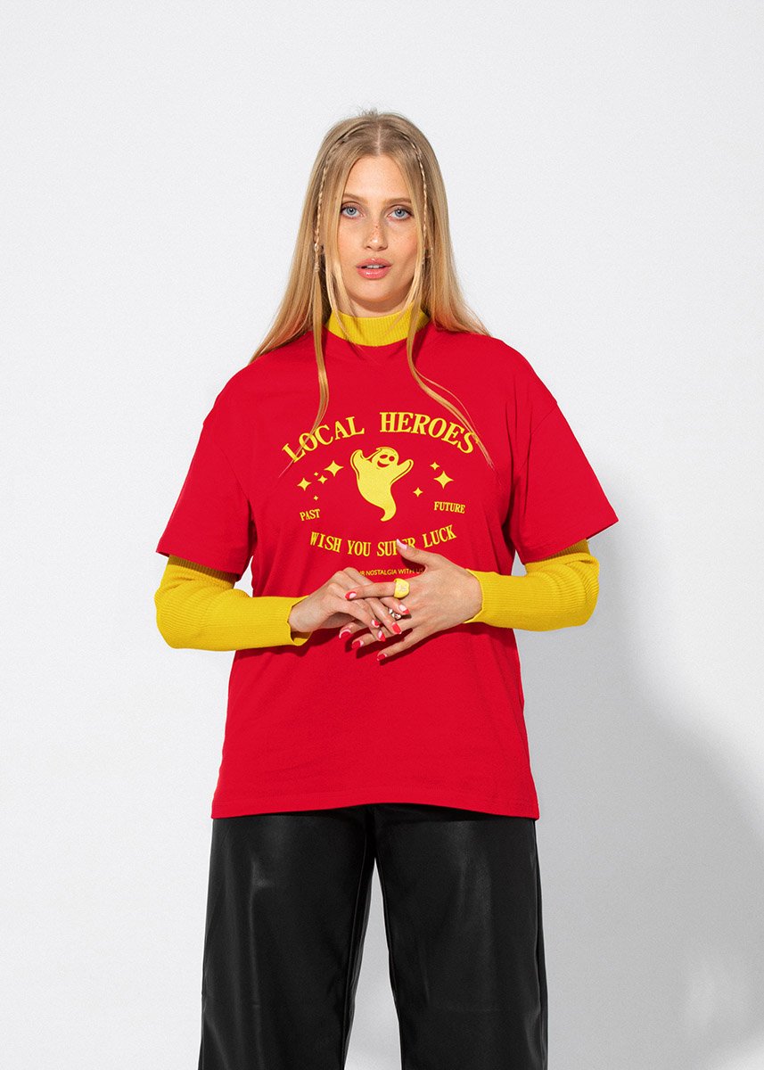 SUPER LUCK RED OVERSIZED TEE